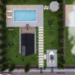 Çelik villanın vaziyet planı görüntüsü.   vaziyet plani 150x150