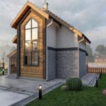 çift katlı modern çelik villa ön görünümü   dubleks villa arka cephe 150x150