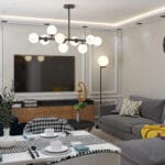 Açık planlı salon ve mutfak alanına sahip modern çelik villa iç mekanı   ic mekan 2 150x150