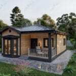 Tek katlı modern çelik ev sağ cephe ve giriş bölümü   modern celik ev 150x150