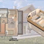 Çelik villa için hazırlanmış birinci kat plan yerleşim görseli.   1
