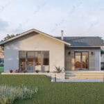 97 m² Tek Katlı Çelik Villa – Arka Cepheden Gün Işığında Görünüm   tek katli celik ev 150x150