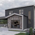 Bahçeye açılan verandalı çelik villa arka cephesi çok katlı çelik villa Çift Katlı Çelik Villa  178 m² 3+1 celik villa yan cephe 2 150x150