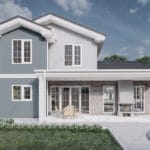 Modern tasarımlı çelik villanın ön cepheden görünümü   celik villa veranda gorunumu 150x150