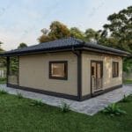 Minimalist arka cepheye sahip tek katlı çelik villa tek katlı çelik villa Tek Katlı Çelik Villa  65 m² 2+1 celik ev arka cephe 150x150