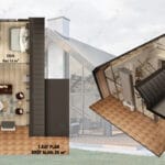 Loft katlı çelik evin üst kat plan ve kesit sunumu   celik villa kat sunumu 1 150x150