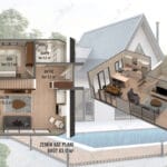 Zemin kat planı – modern çelik villa   loft katli celik zemin plani 150x150