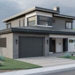 Çelik villa giriş cephesi – modern kaplama detaylarıyla ön cephe   celik ev 3 150x150