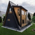 Loft çelik evin yan cephesi ve çatısı loft katlı çelik villa Loft Katlı Çelik Villa  83 m² 1+1 celik ev arka cephe 1 150x150