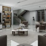 Modern çelik villa salonu – açık renkli iç dekorasyon ve doğal ışık   celik ev icmekan 2 150x150