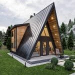 Loft katlı çelik villanın sol cepheden görünümü loft katlı çelik villa Loft Katlı Çelik Villa  83 m² 1+1 celik villa 10 150x150