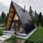 Çelik evin yan cephe tasarımı loft katlı çelik villa Loft Katlı Çelik Villa  83 m² 1+1 celik villa soldan gorunum 150x150