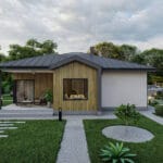 Yan cephede çelik villa bahçe manzarası   modern celik villa yan cephe 150x150