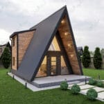 Modern loft çelik villanın dış cephe ve veranda görünümü   celik villa giris 150x150