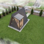 Loft çelik villanın geniş açılı arka cephe görüntüsü   ust perspektif celik villa yerlesimi 150x150