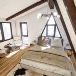 Loft katta yatak odası.   yatak odasi celik villa 150x150