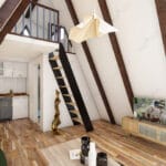Salon loft kat merdiven tasarım.   loft celik ev 1 150x150