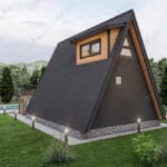 Standard Plus paket 1+1 loft çelik villa – mineral sıvalı boardex cephe ve ahşap desenli betopan detaylı dış cephe   loft villa yan cephe 1 150x150