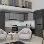 Çelik villada salon ve mutfak iç tasarım görseli   acik mutfak salon 150x150