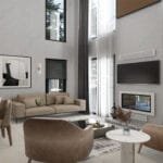 Çelik villada salon ve mutfak iç tasarım görseli   celik villa oturma alani 150x150