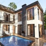 Loft katlı ev renderı.   celik villa yan aci gorunum 150x150