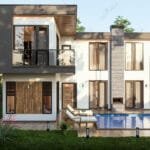 Villanın karşıdan görünümü.   loft celik villa 150x150