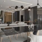 Salondan giriş kısmının gözüktüğü render. çift katlı çelik villa Çift Katlı Çelik Villa  286 m² 5+1 acik mutfak salon 1 150x150