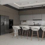 Çelik villada açık mutfak. çift katlı çelik villa Çift Katlı Çelik Villa  286 m² 5+1 mutfak 150x150